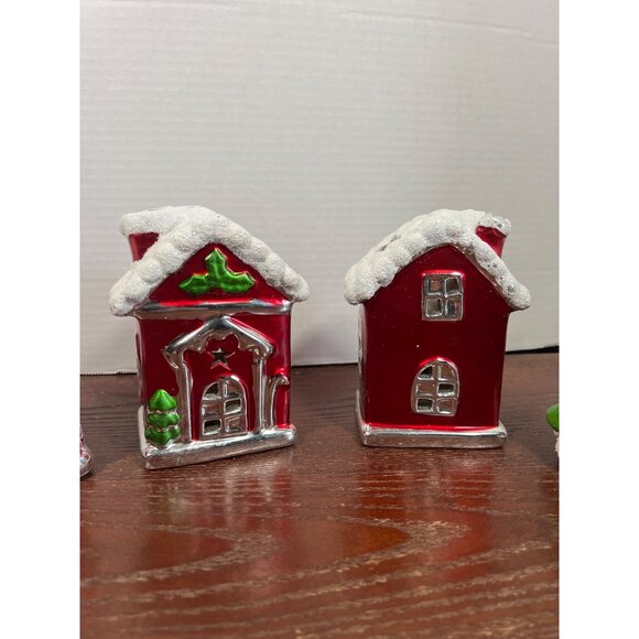 Vintage Ceramic Christmas Village Set With Santa & Bear D4 - Picture 3 of 7